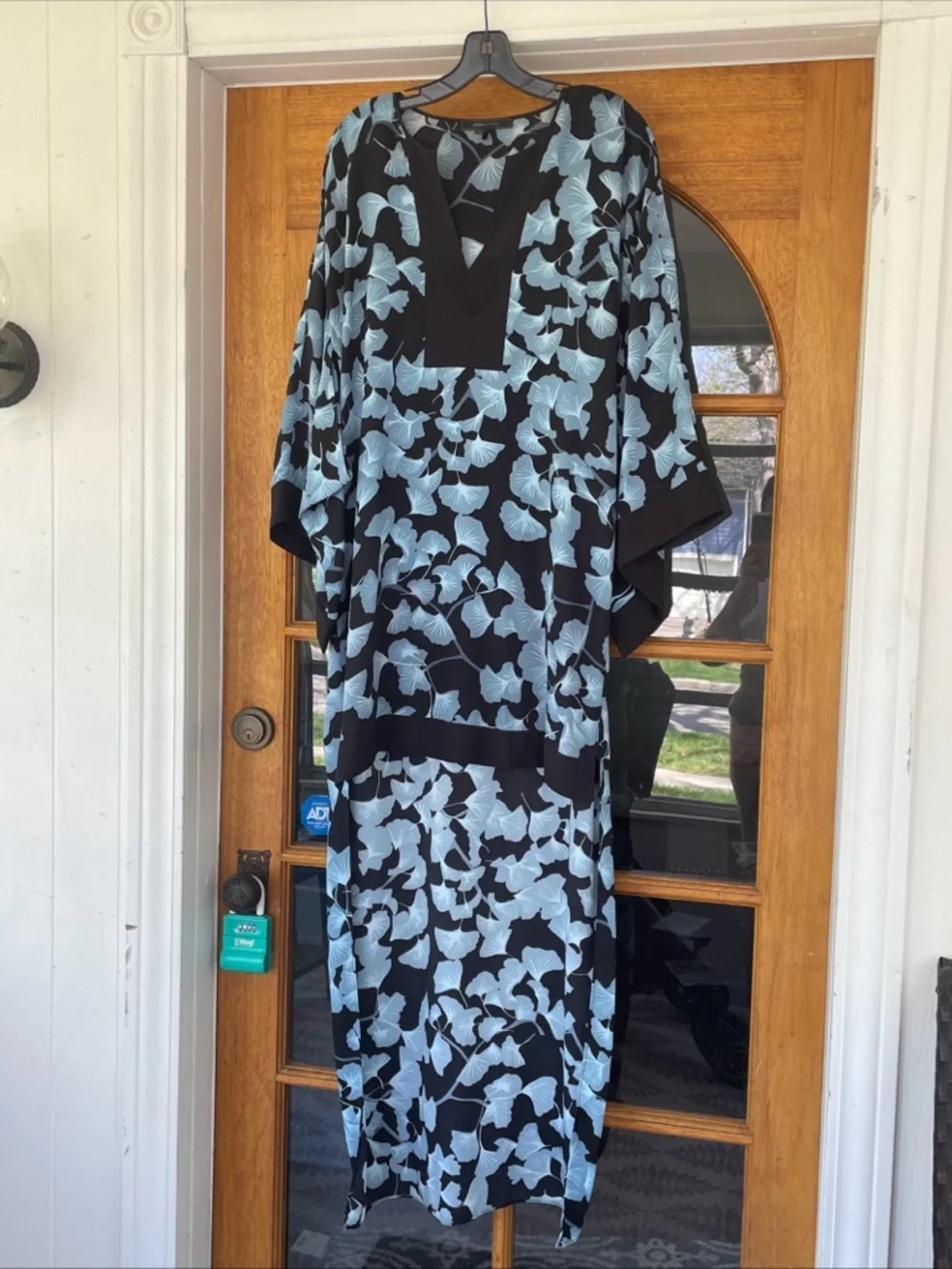 Bcbgmaxazria Worina Kimono Tunic Dress Floral Blue And Black Size XS/S - Picture 4 of 8